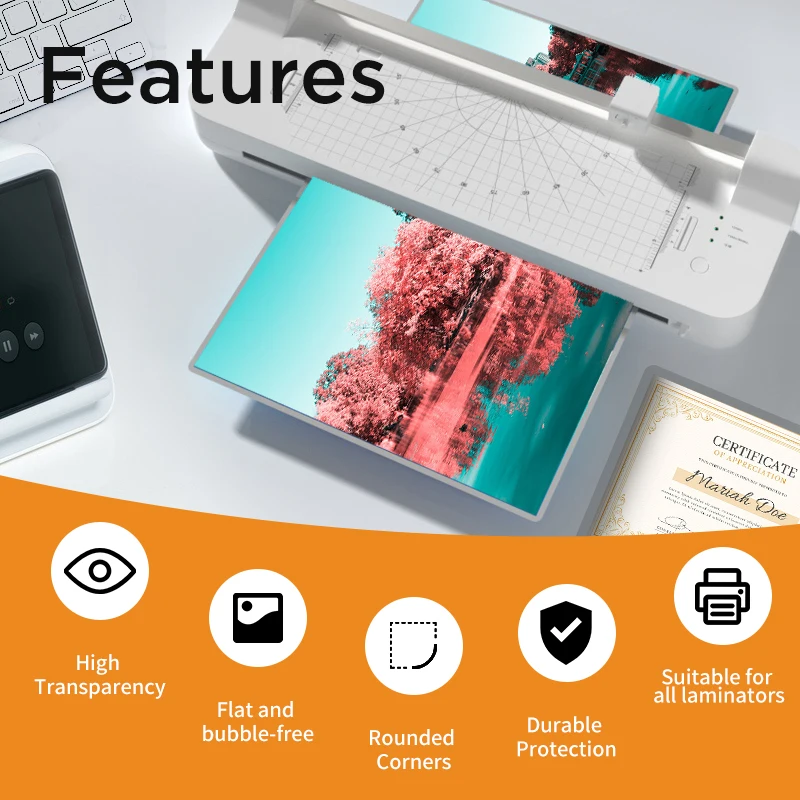 YIDU 65mm x 95mm ID Card PET Film Pouches Hot Lamination with 125 micron Strong Protection Moisture-Proof