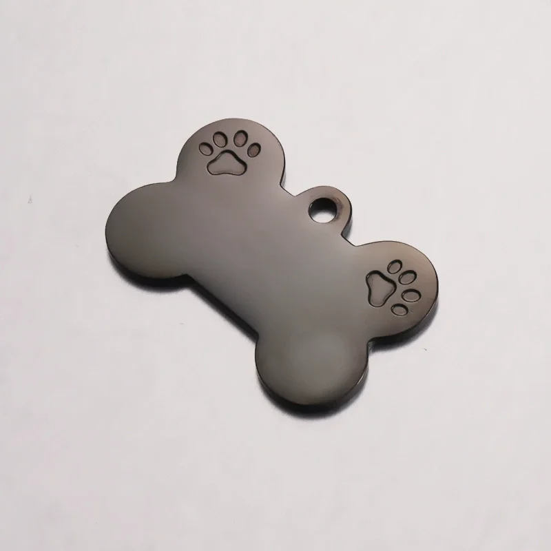 2023 mirror polishing gold stainless steel dog paw pendant accessories engravable logo dog bone shape pendant for keychain