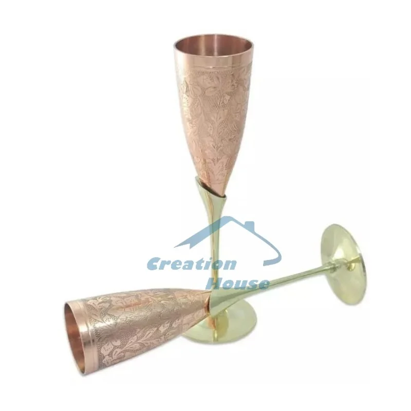 Pure Copper Hammered & Brass Champagne Glass