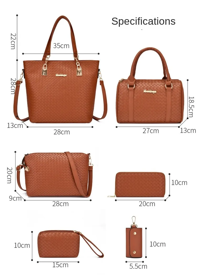2024 Custom purse for women wholesale hand bags tote luxury pu leather 6 pcs ladies handbag set