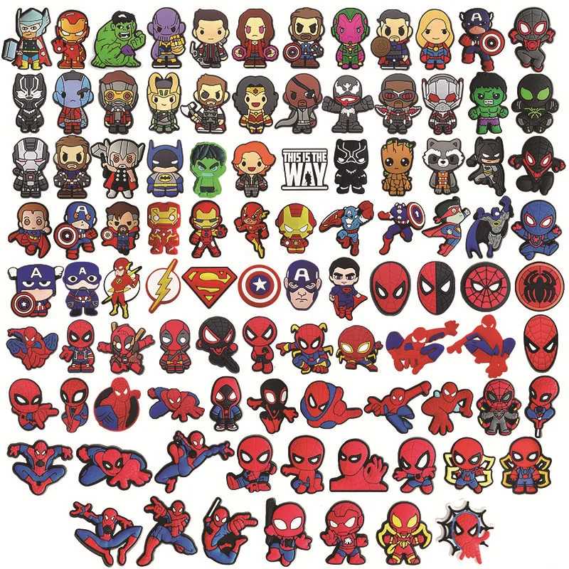 2023 croc charms Wholesale Custom PVC HERO Croc Shoe lace Charms for Kids Shoe Decoration Popular Croc Shoe Charm for Kid