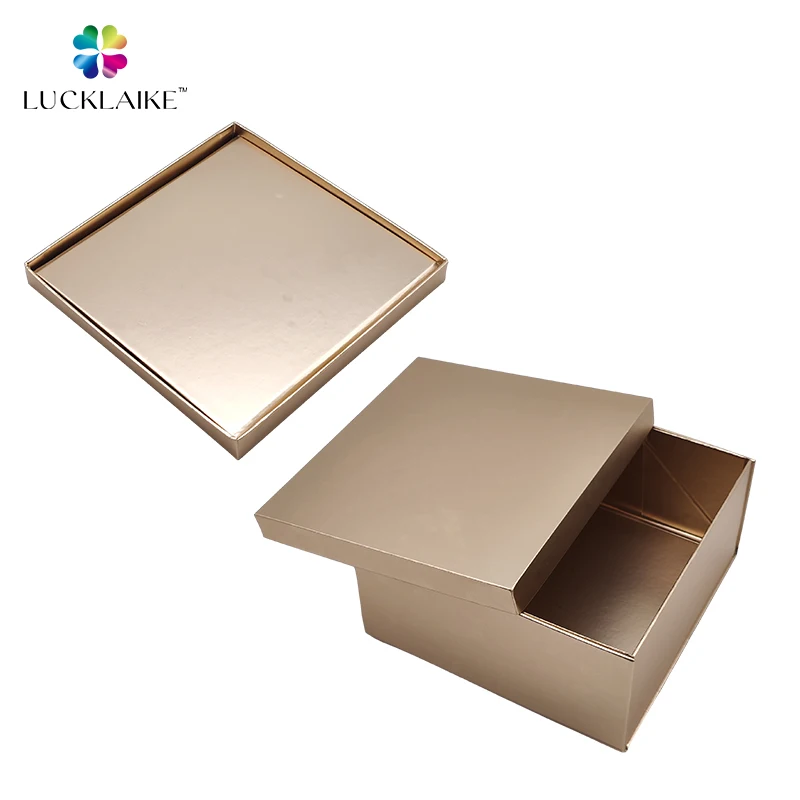 Customised Square Foldable 2 Pieces Lid Gift Baskets And Boxes Wholesale Lid And Base Flat Gold High Quality Gift Box