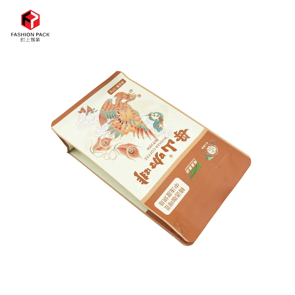  Точечная УФ-печать квадратная плоская Нижняя сумка с молнией пластиковая упаковка известный бренд кофейные зерна порошок продукт 700 г