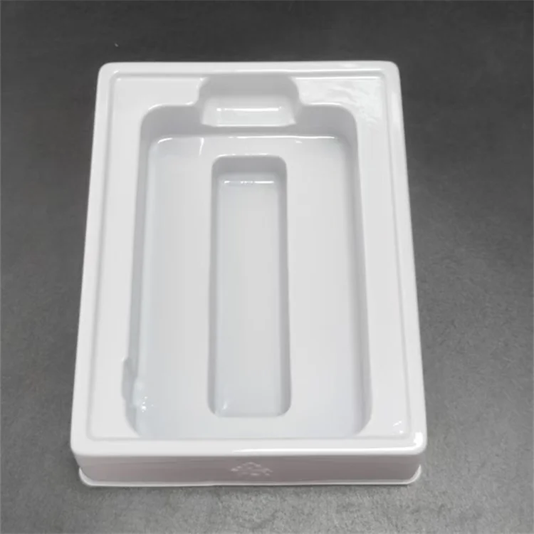 Plastic PET/PVC /PS White Matte Flocking Material Tray for Cosmetics Skin Care Set Plastic Blister Tray