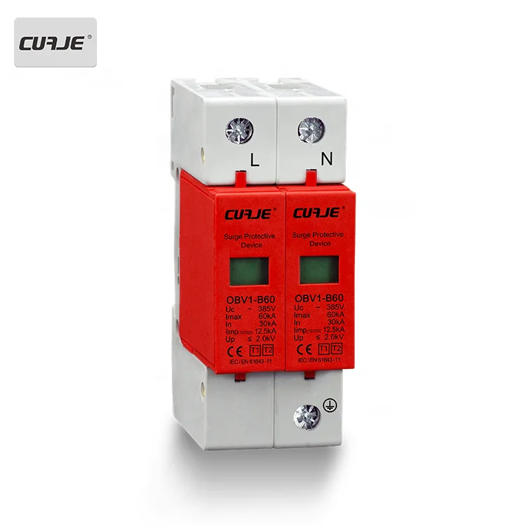 hot selling 2P AC Surge Protector Din Rail Single phase 60ka Surge Protection surge arresters class 1+2 made in china
