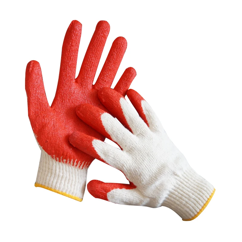 Thick cotton yarn hanging rubber wear resistant, non slip and dirt resistant latex protective gloves