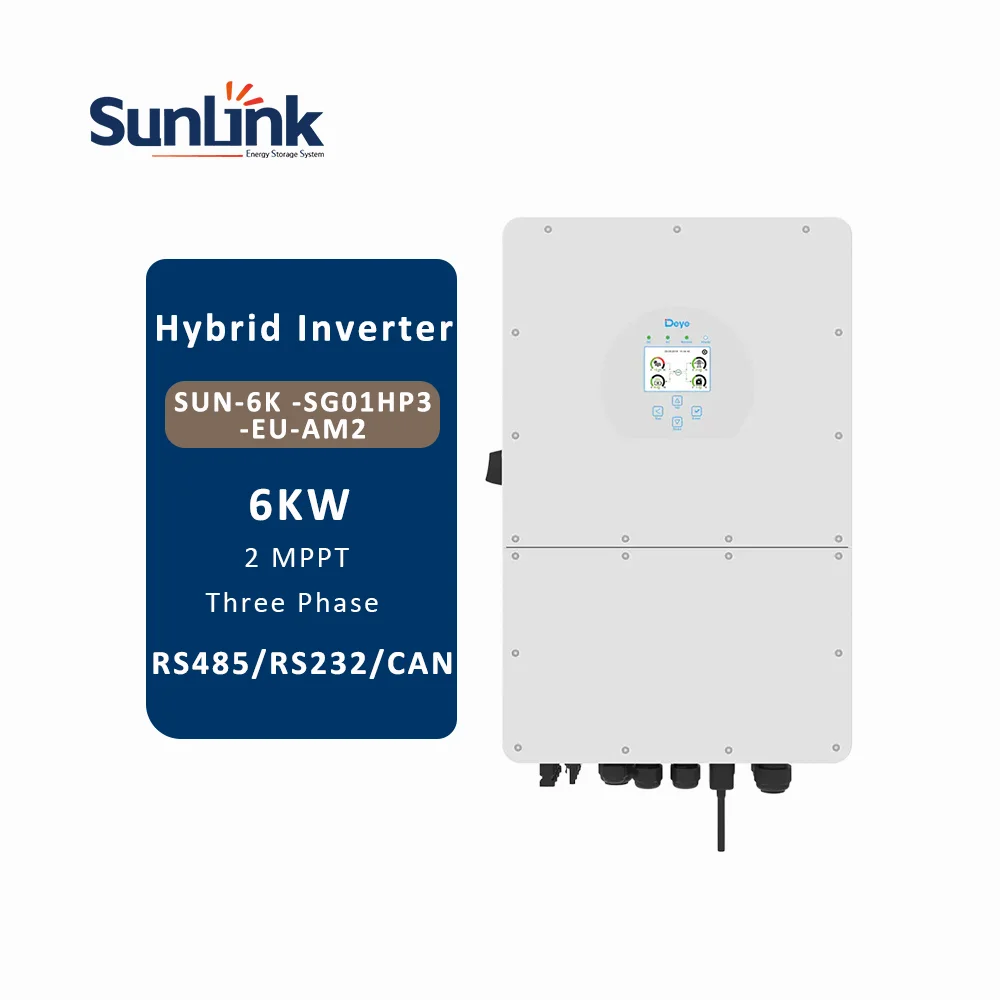 SUN-6K-SG01HP3-EU-AM2 Solar Inverter High Efficiency 6Kw Hybrid Power Inverter 6000W Hv Inverter Battery