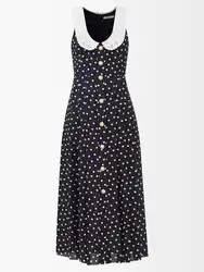 RedHK Custom High Quality New Arrives Fashion Summer African Dresses Black Dress With White Polka Dots Dresses Women Elegant