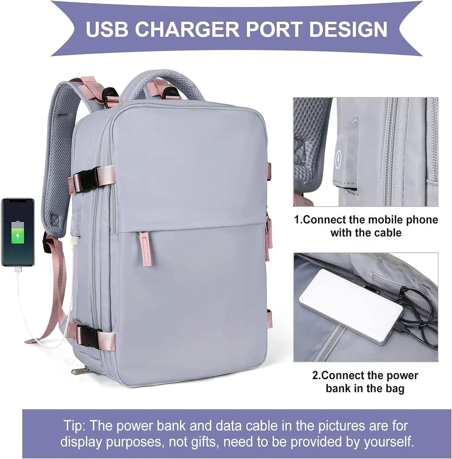 Custom Large Travel Women Flight Approved Hiking Backpack Waterproof Outdoor Sports Rucksack Casual Daypack Carry On Bag