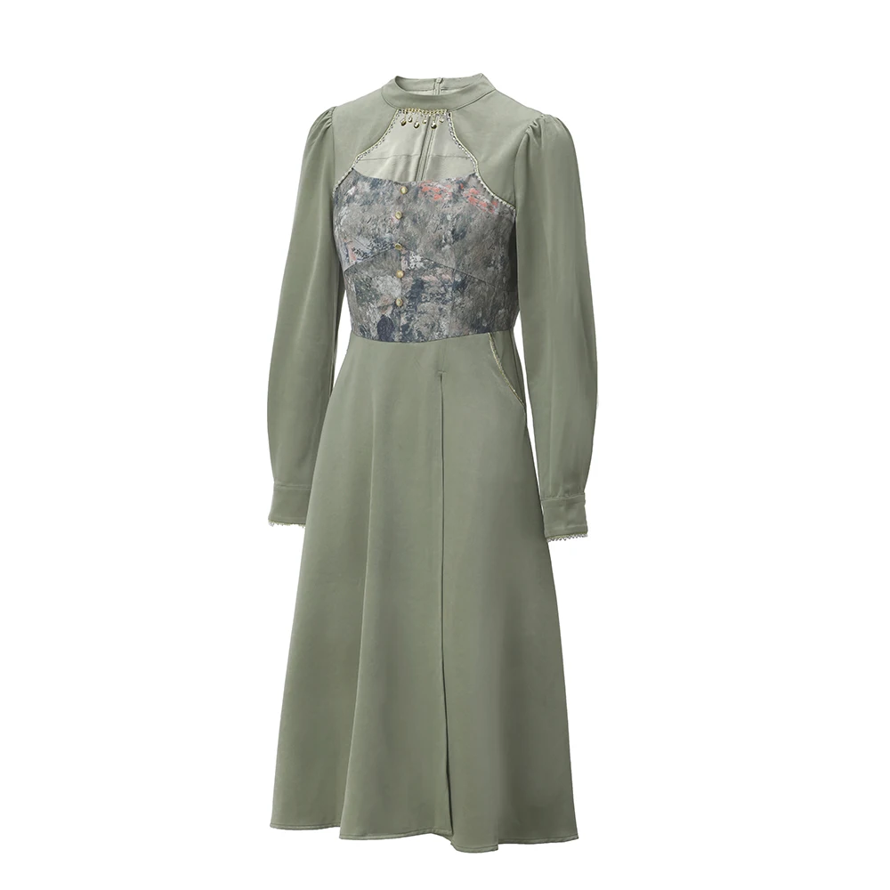 Hot Selling Women Clothing Long sleeve Casual Dresses  hollow out Sexy and elegant dress satin dresses women