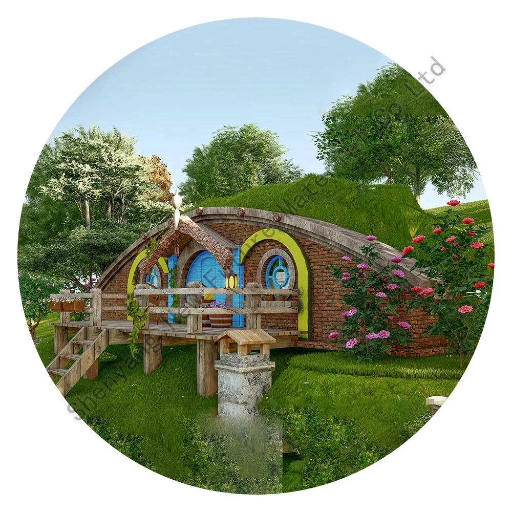 Parent-child home stay house Hobbit Motel grass bunny house rabbit cottage