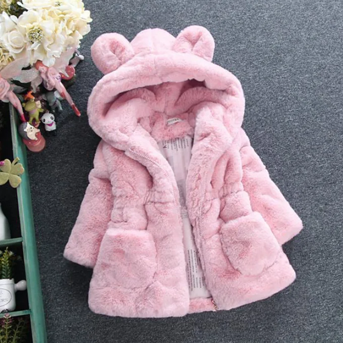 
Kids winter coat fashion black long sleeves outer wear baby girls thick cotton jacket 