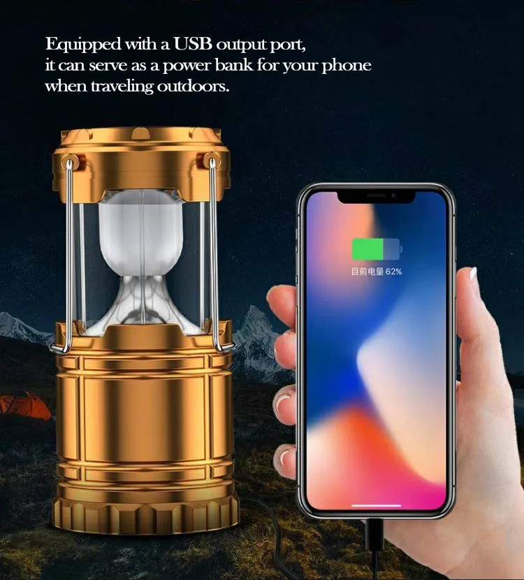 Multifunctional Solar Camping Lamp Portable LED Outdoor Lighting Lantern for Tent & Road Working Lamp