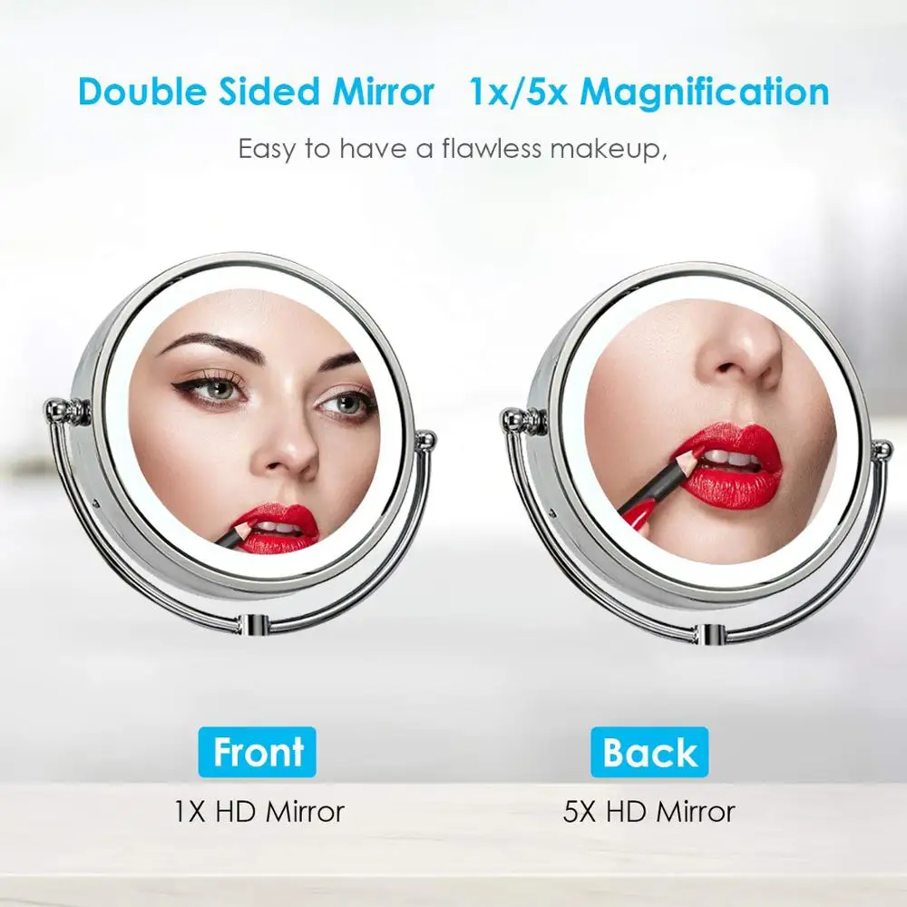 Electric Moving Arms 8 inch Bathroom Makeup Mirror With Lights