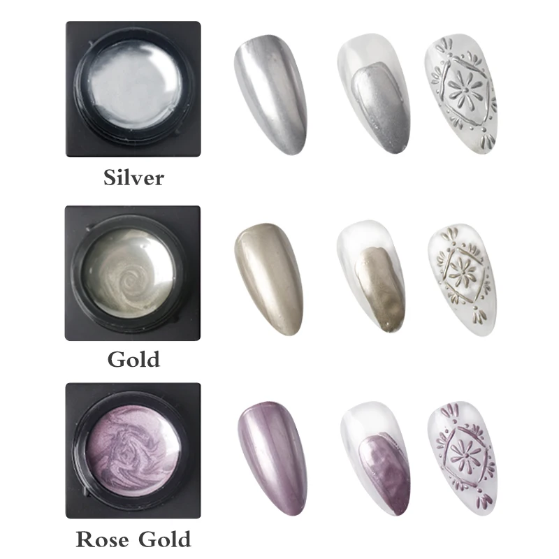 Nail Art Emboss Sculpture Carving Gel Private Label 3 Colors Metallic Painting Gel Uv Nail Polish