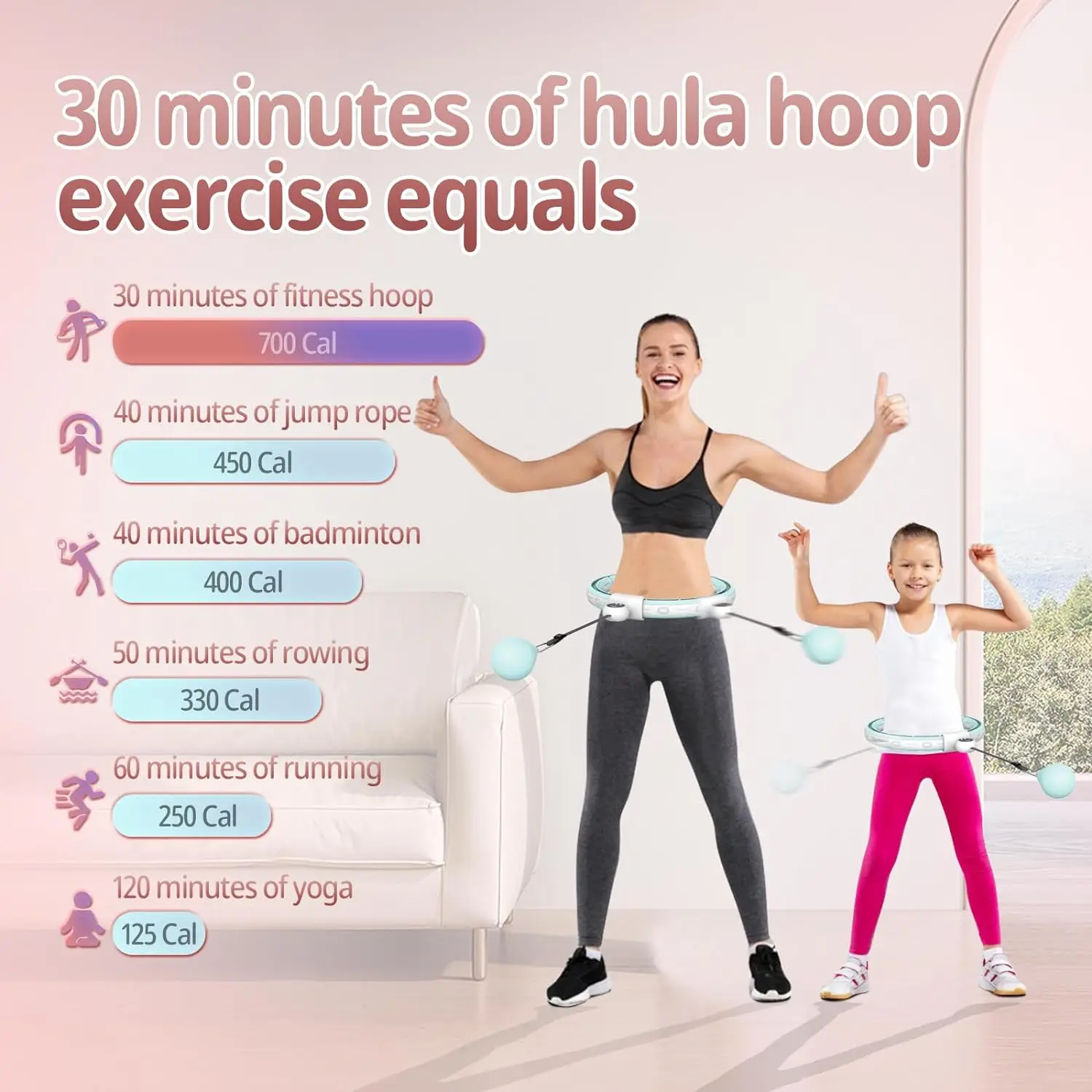 Hula Ring infinity Hoop Circle Detachable Fitness with 360 Degree AutoSpinning Ball Massage Gymnastics Adult  for Weight Loss