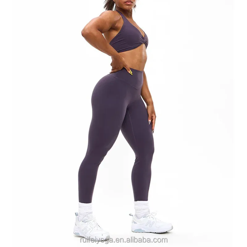 Custom Logo Sport Wear Workout Yoga Gym Fitness Sets Two Pieces Open Back Twisted Halter Sports Bra And Legging Set For Women