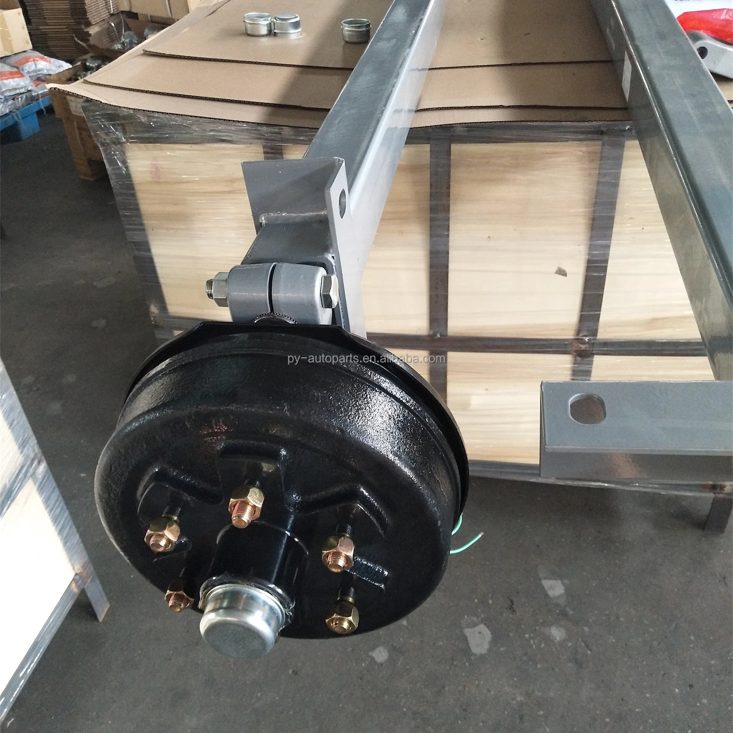 1500 KG Factory Customized Double Trailer Air Suspension Parts Rubber Torsion Electric Brake Axle Electric Assembly