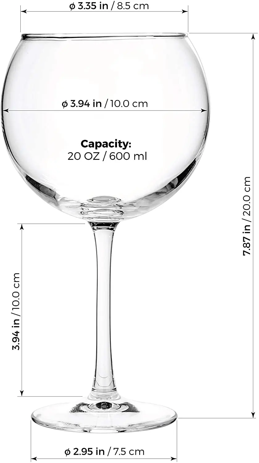20oz machine clear glass goblet cup Drinking Red Wine Balloon Glasses custom luxury gin glass