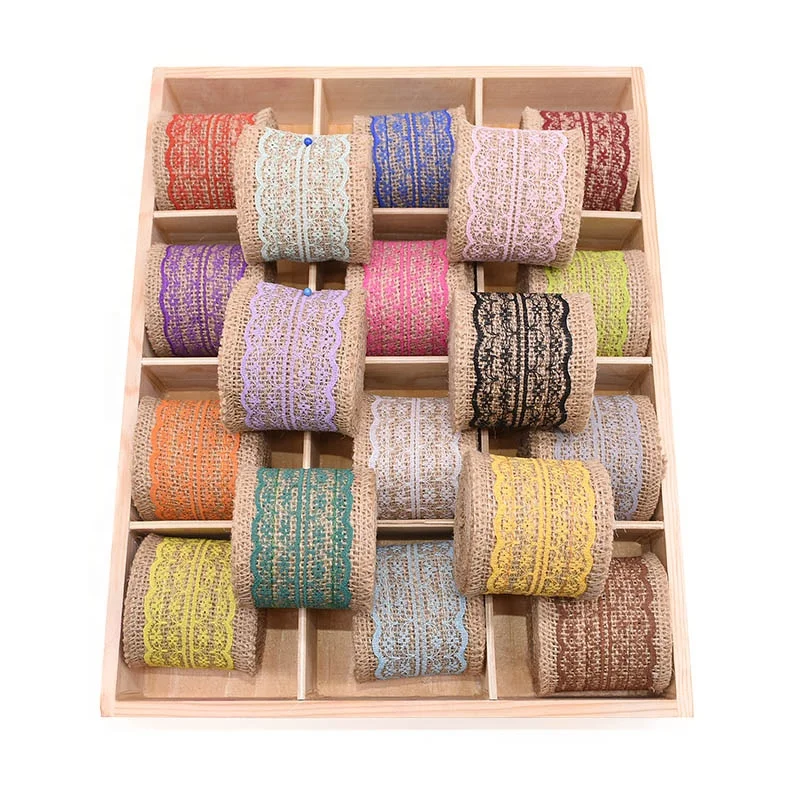 
2m/roll Colored Lace Burlap Roll 6cm Width Jute Ribbon Holiday Gift Wrap Home Decoration Wedding Party Decoration Supplies 