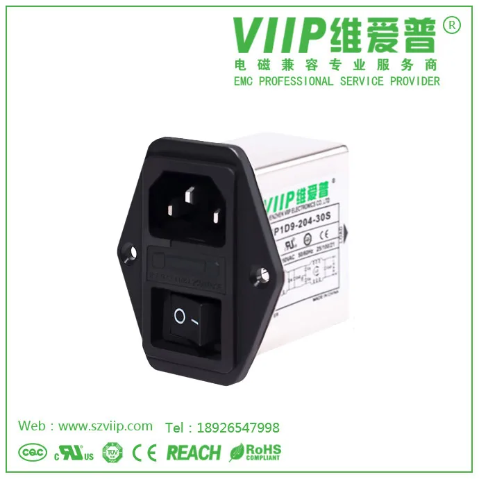 VIIP 1A 3A 6A 10A IEC Inlet with safety tube and switch EMI single phase Power Plug filter Professional