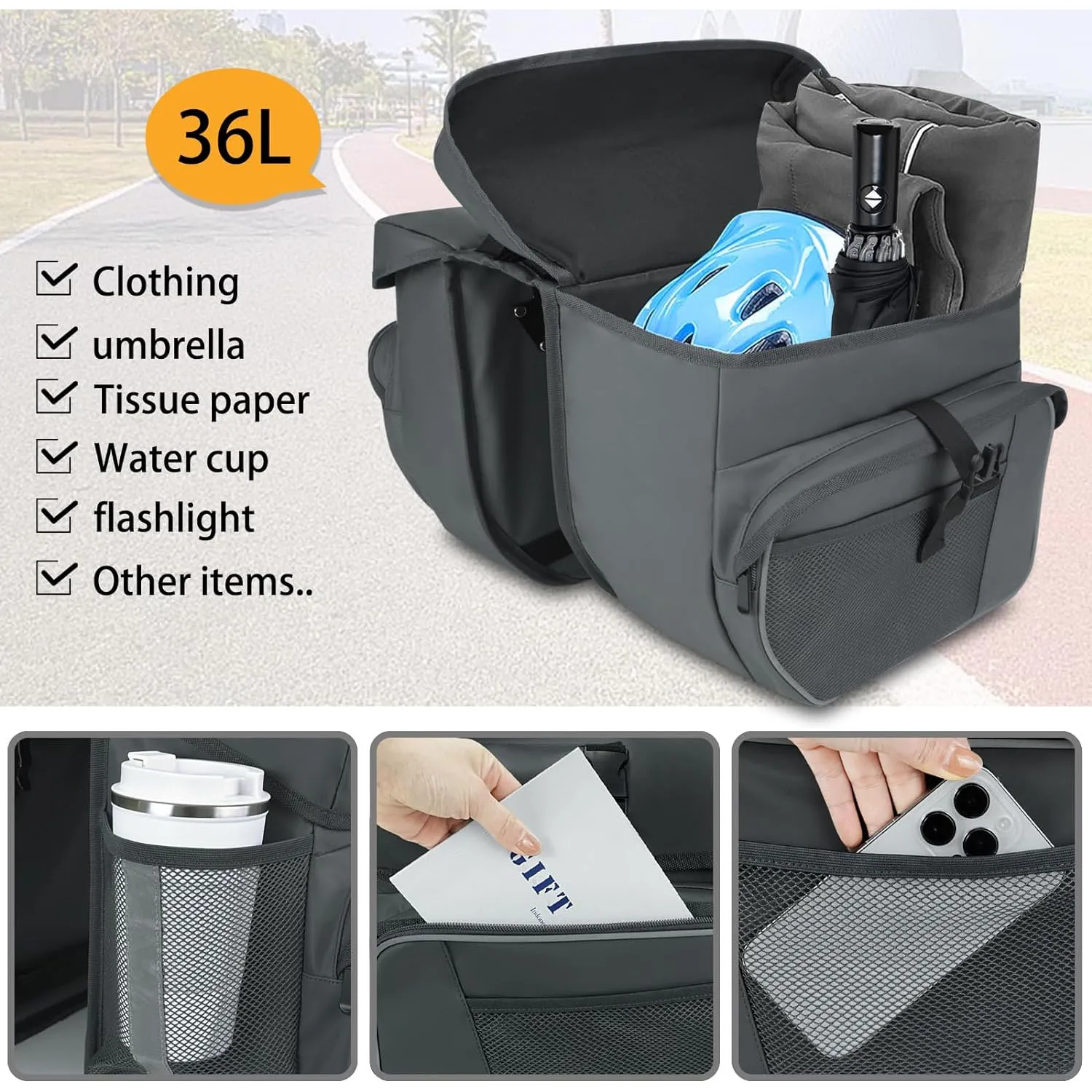 New Trendy Product Saddle Bag With Strap Waterproof Double Panniers Bag 36L