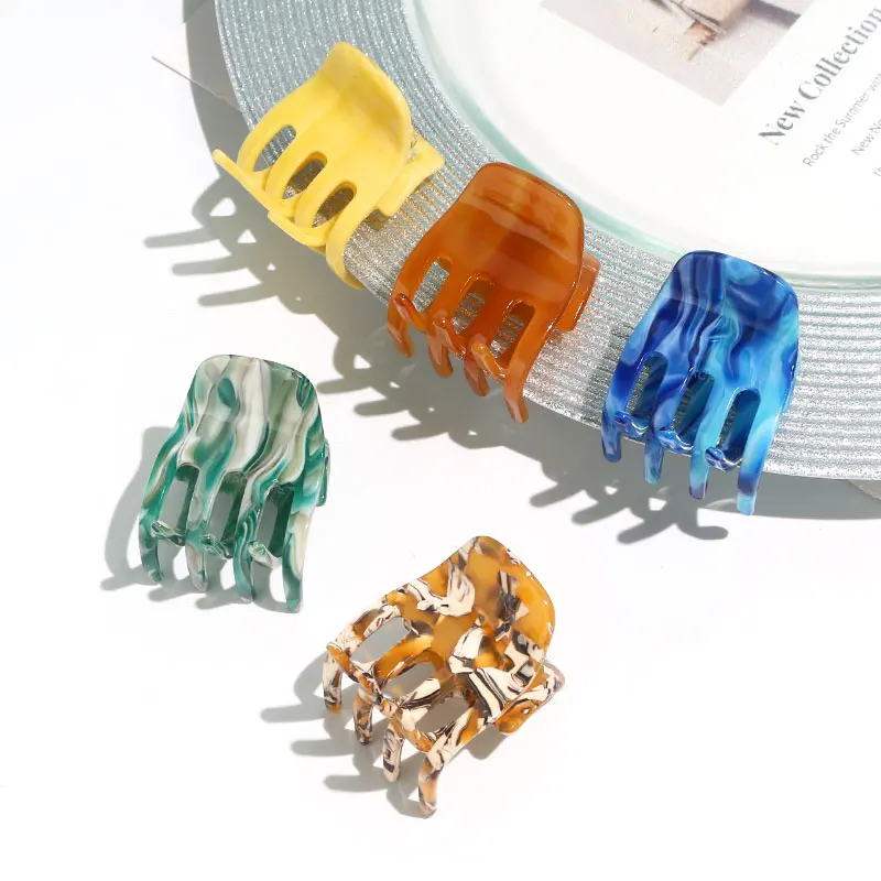 hot selling small checker hairclips hair accessories claw clip mini wholesale recycled acetate classy amber hair clamp claw clip