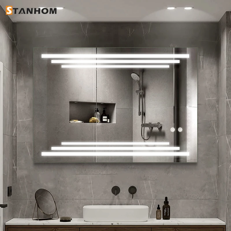 STANHOM Modern LED Light Bathroom Makeup Mirror for Salon Bedroom Hotel Living Room Apartment Villa Use