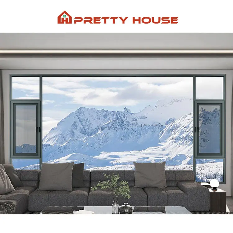 Prettyhouse Custom thermal break double glazed aluminum casement windows for house with security mesh