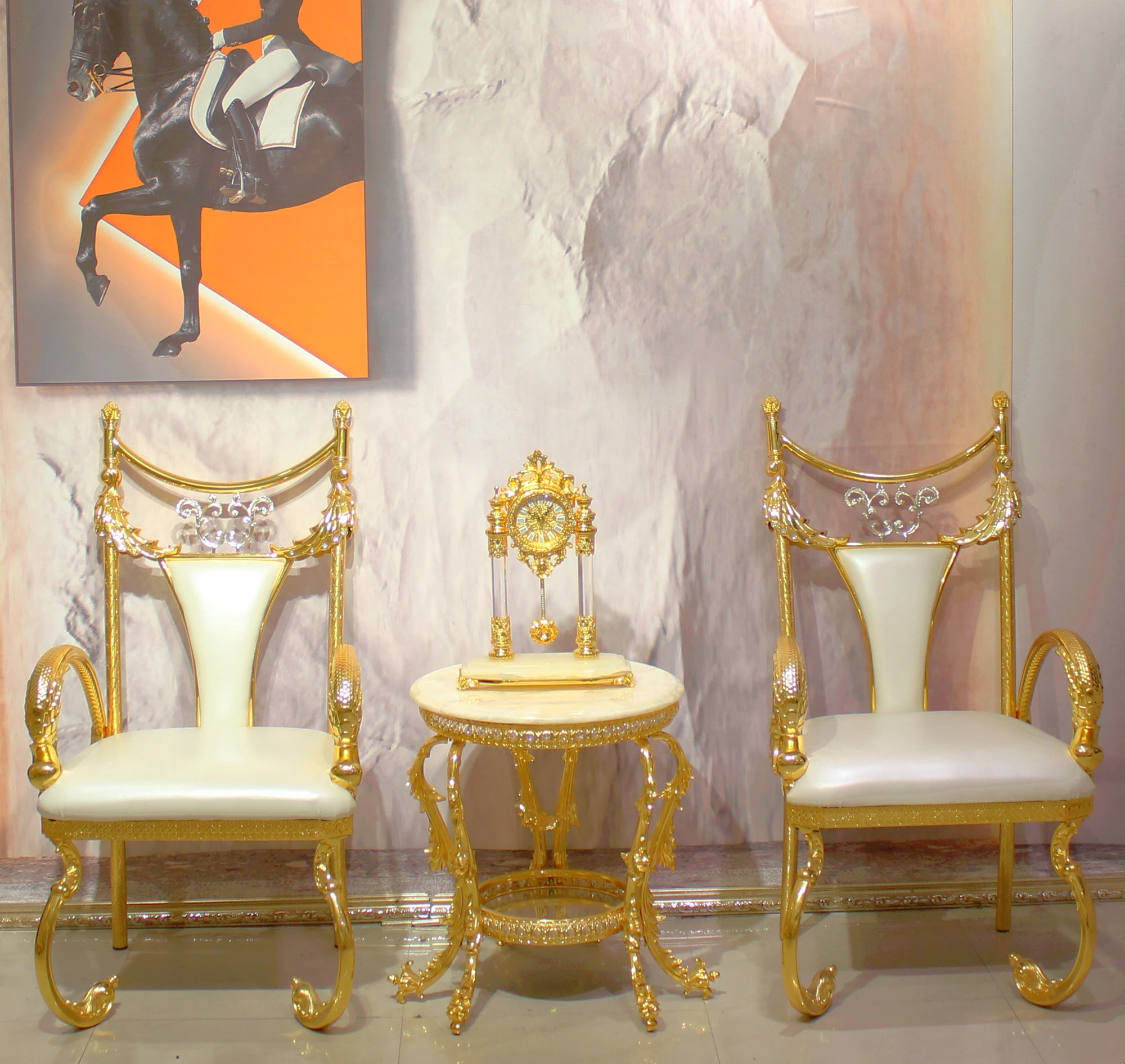 Европейский свадебный стул для отдыха гостиница гостиная обеденный кожаный золотой