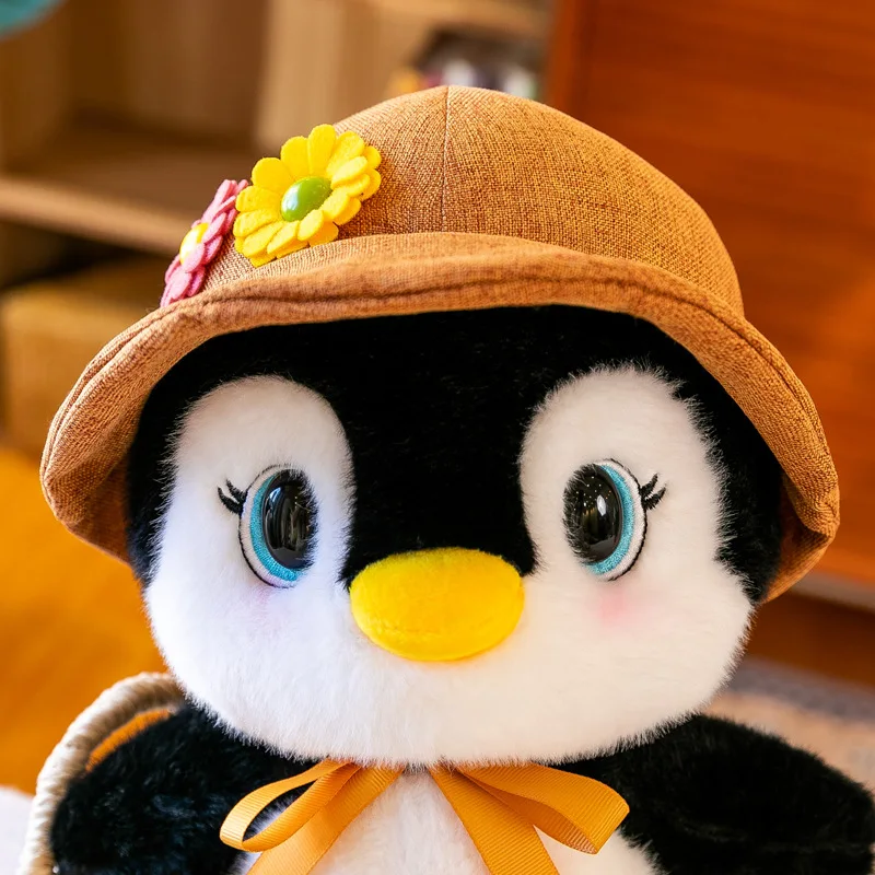 Penguin plush pillows Penguin plush toy Flower Hat Penguin Bedroom Decoration