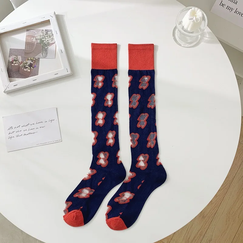 Colorful Long Tube Women Socks Cute Sweet Silk Thin Socks