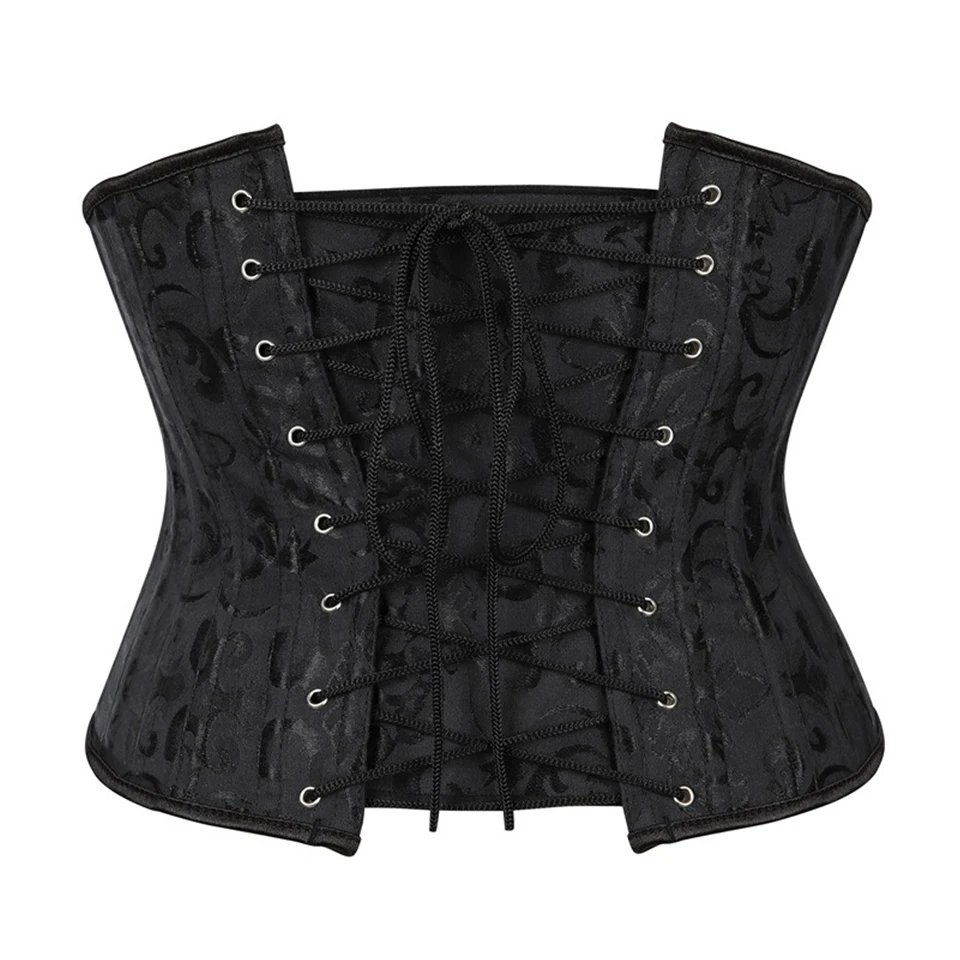 24 Steel Bone XS 3XL Underbust Slim Fashion Sexy Vintage Corset Korsett Black Bustier Lace Corset Waist Women