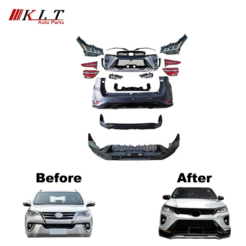 KLT Newest Car Front Bumper Facelift Wide Conversion Bodykit Body Kit for Toyota Fortuner 2016-2020 Upgrade To Fortuner 2021