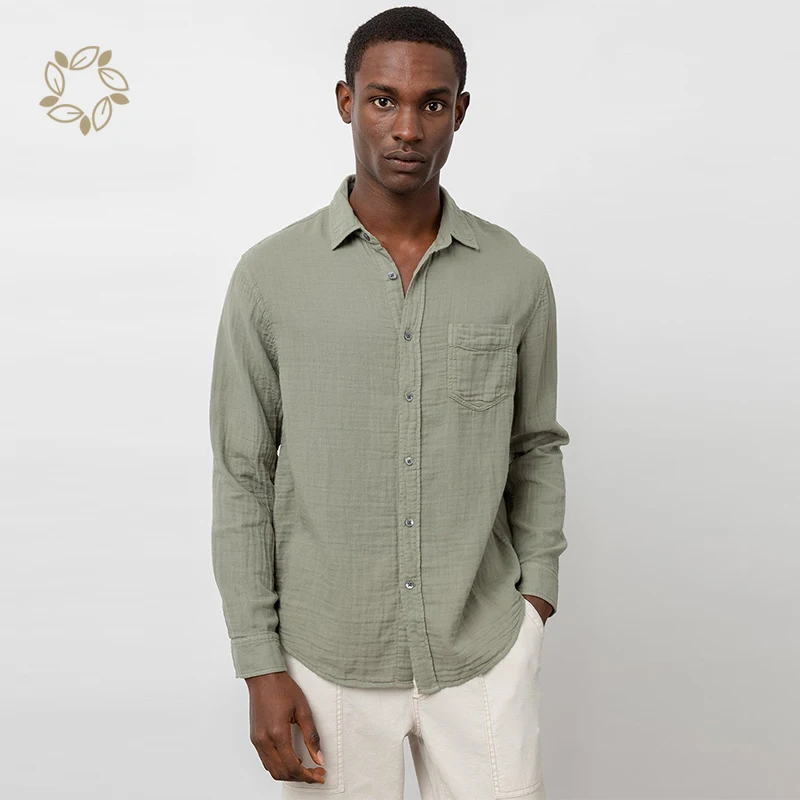Рубашки из органического хлопка для мужчин, рубашки с длинными рукавами для мужчин, экологически чистые рубашки без рисунка для мужчин на заказ