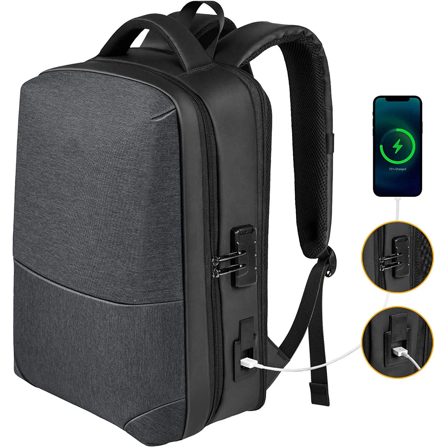 Made in China Wholesale Price Waterproof Expandable Business Computer Backpack with USB Charging Port and Lock for Men Women