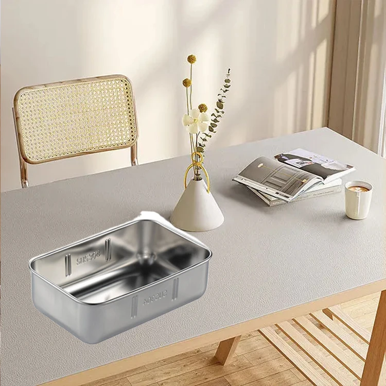 Dinner Hospital Rectangle Divided Plate Lunch Tray Deepen Stainless Steel Plate Dish Sanding Polish