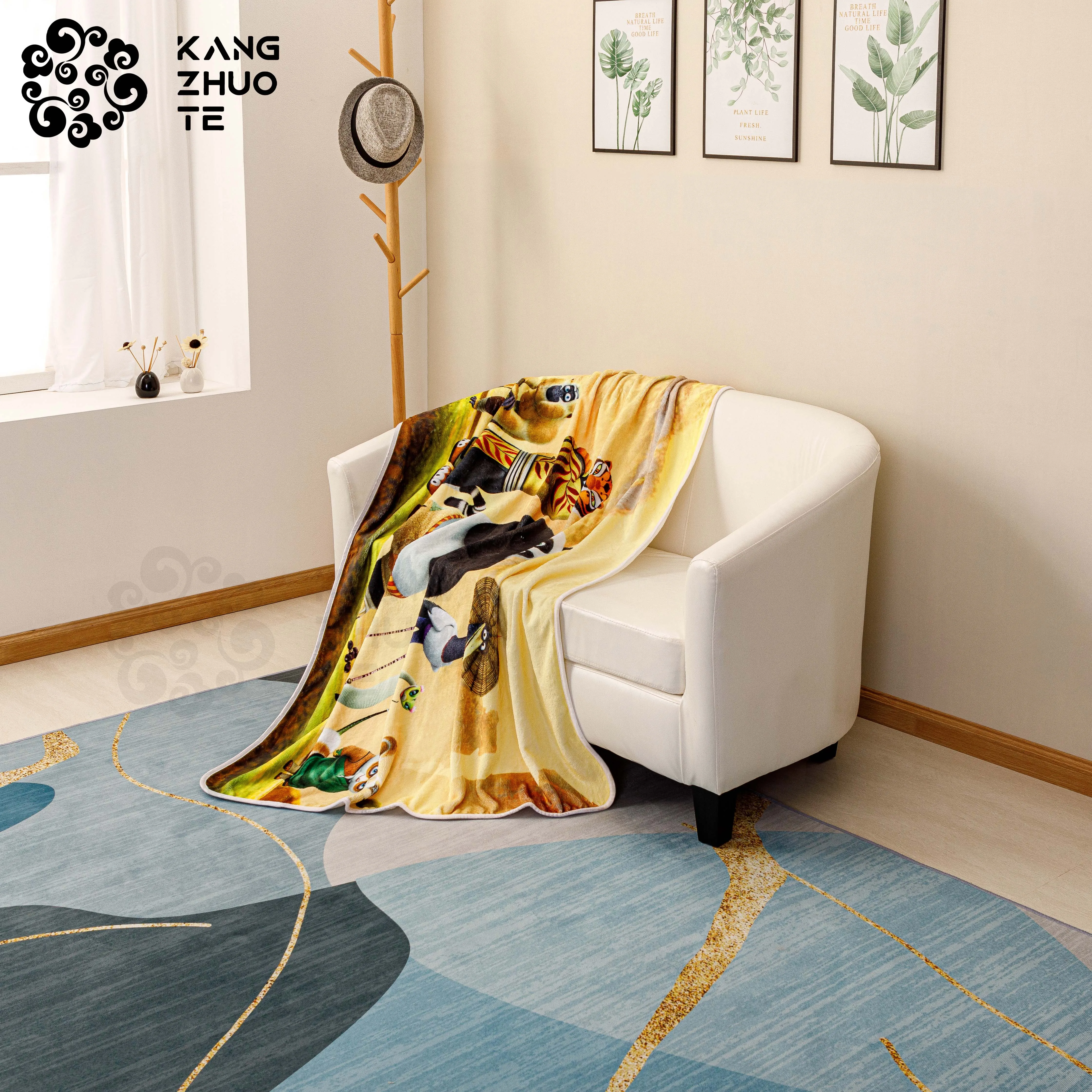 Cartoon Movie Kung Fu Panda Double Faced Custom Fleece Flannel Print Blanket