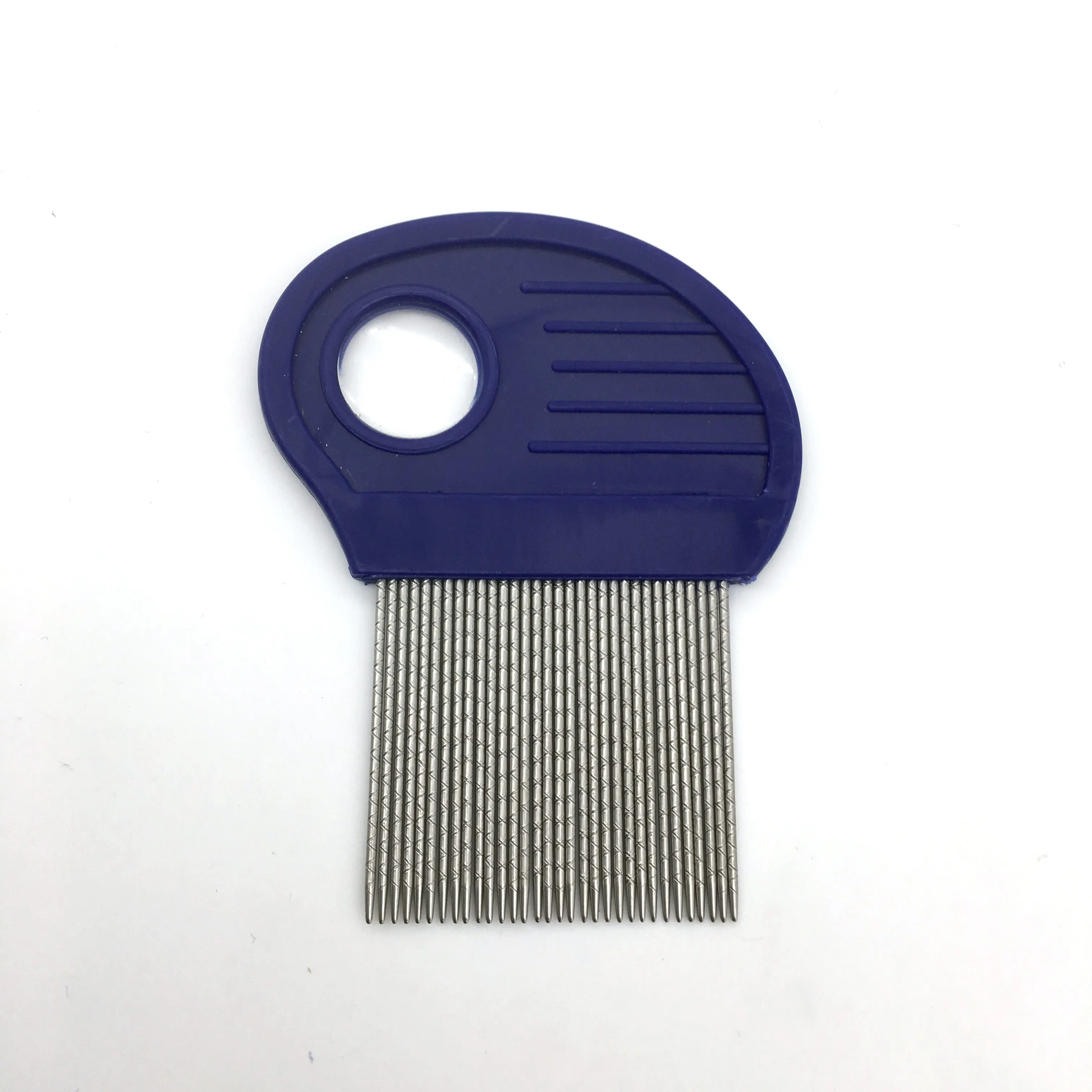 Double Stripes Stainless Steel Pins Girl Hair Cleaning Lice Nit Tick Flea Louse Removing Comb With Magnifier Len