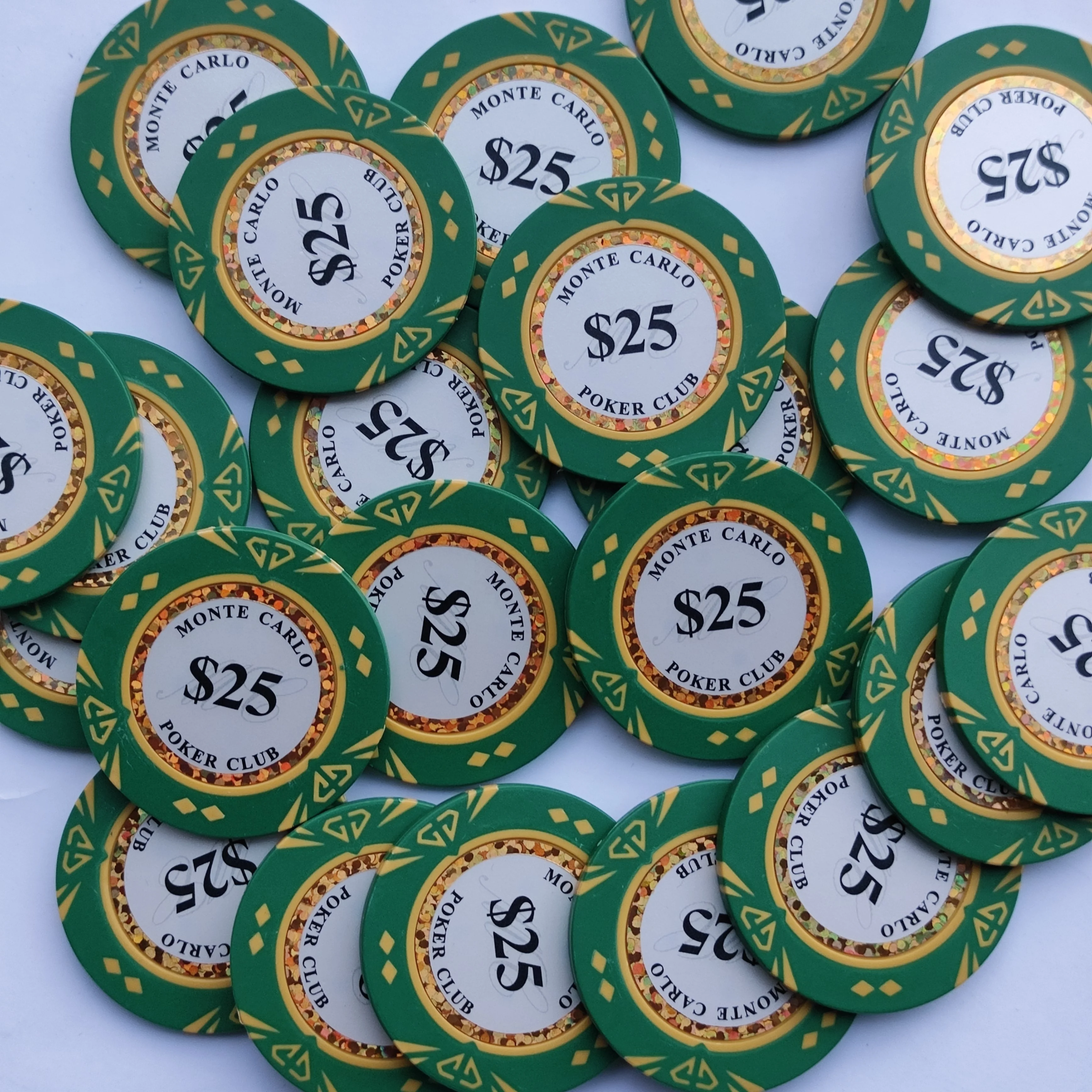 Custom Gold trim monte carlo stickers diamond  pattern poker chip for your casino