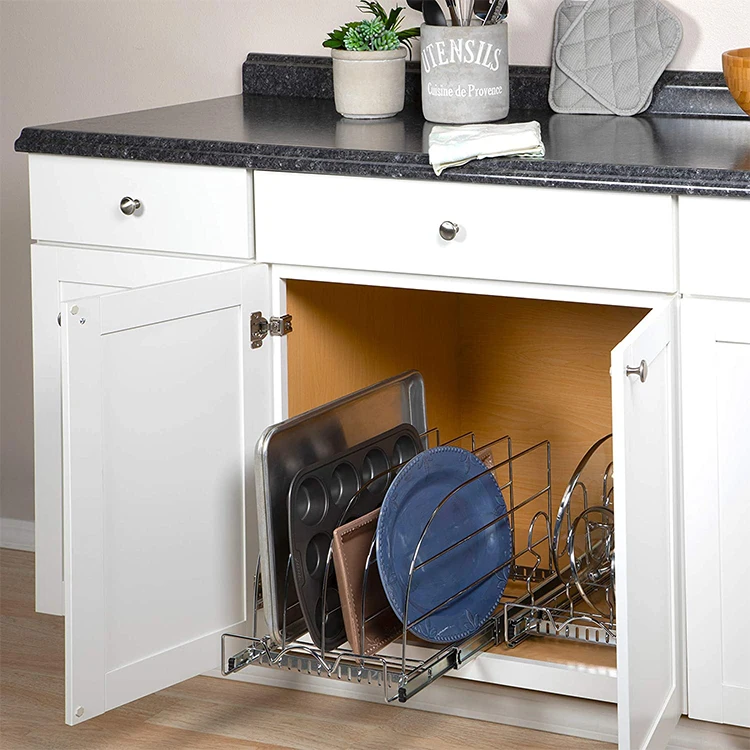 Cutting Board Rack Home Organizer Kitchen 3 Tier Metal Pot Rack Pot And Pan Sliding Rack