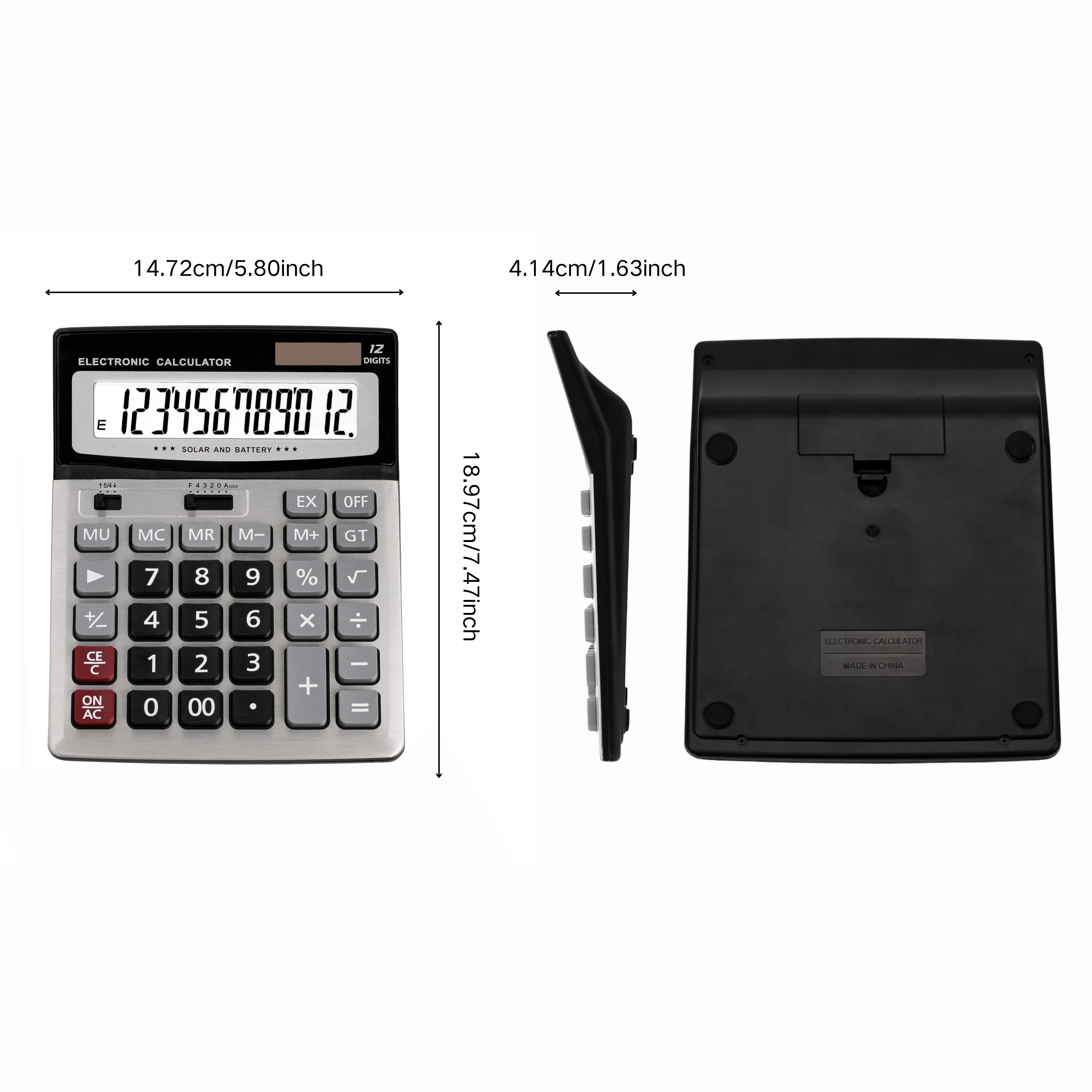 12 Digit Double Power Office Special Cheap Dual Power Solar Custom Cute Calculator Student Large Electronic Dual Calculator
