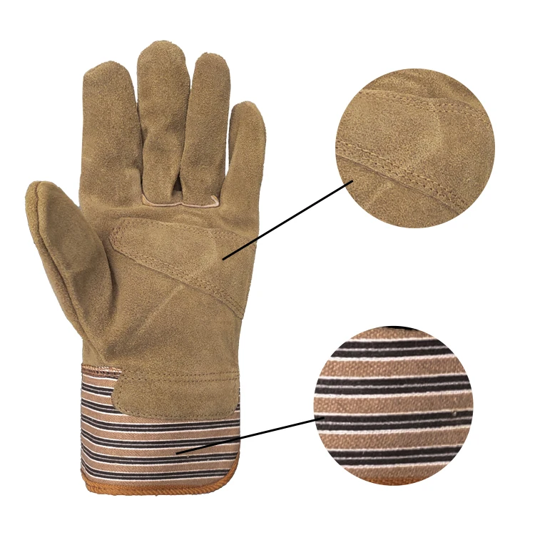Best&Wecan manufacturer brown labor protection men worker cowhide cow leather work safety gloves