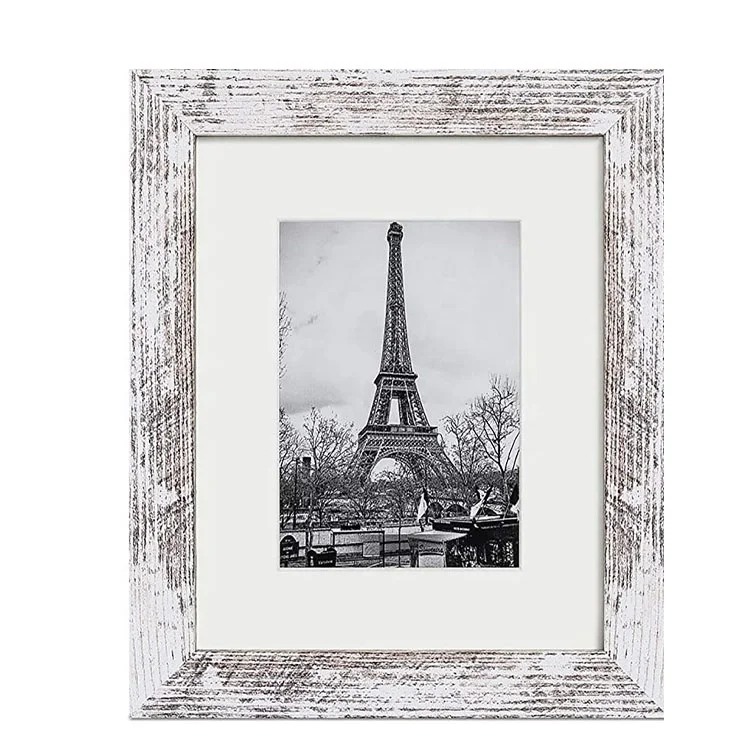 Рамка для фотографий Состаренный белый с реальным стеклом, изображения дисплея