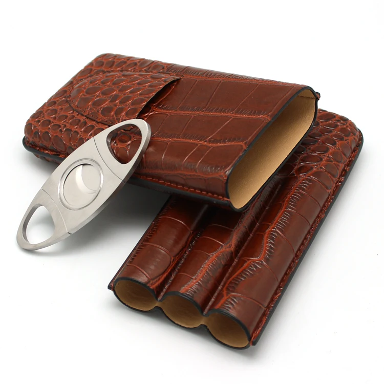 Classic Cigar case with cutter Cigar Accessories Set three fingers cigar case