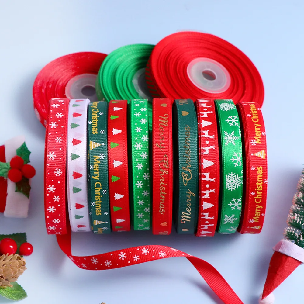 Custom Printed Ribbons Rolls Wrapping Paper Box Packaging Bow Christmas Decorative Gift Satin Ribbon Roll