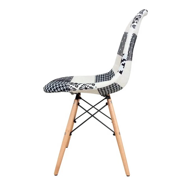 Multicolour Fabric patchwork armchair chair Scandinavian Stackable Chaise