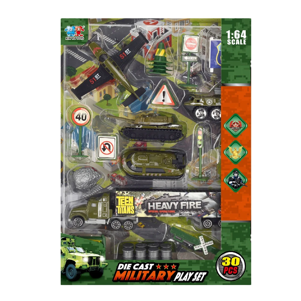 XINYU 30 PCS Play Set Diecast Military Vehicle Toys Die Cast Alloy Model Tank Truck Car Plane