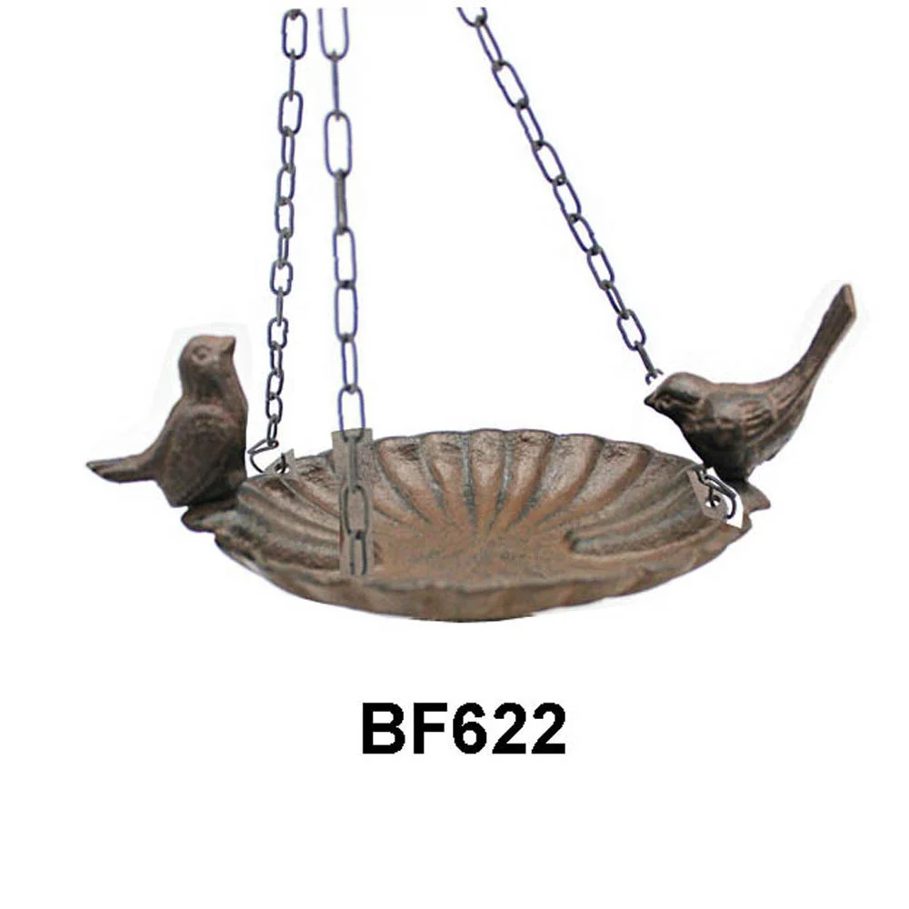 hot sale good quality vintage hanging cast iron bird feeder bath garden decorative metal cast iron outdoor  bird feeder bath