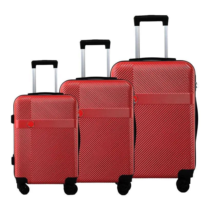 China Quality Tsa Lock Durable Lightweight Suitcase Cross Stripe ABS 3 Piece Luggage Set for sale
